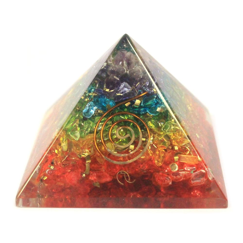 ancient wisdom Lrg Orgonite Pyramid 70mm - Chakra Gemchips