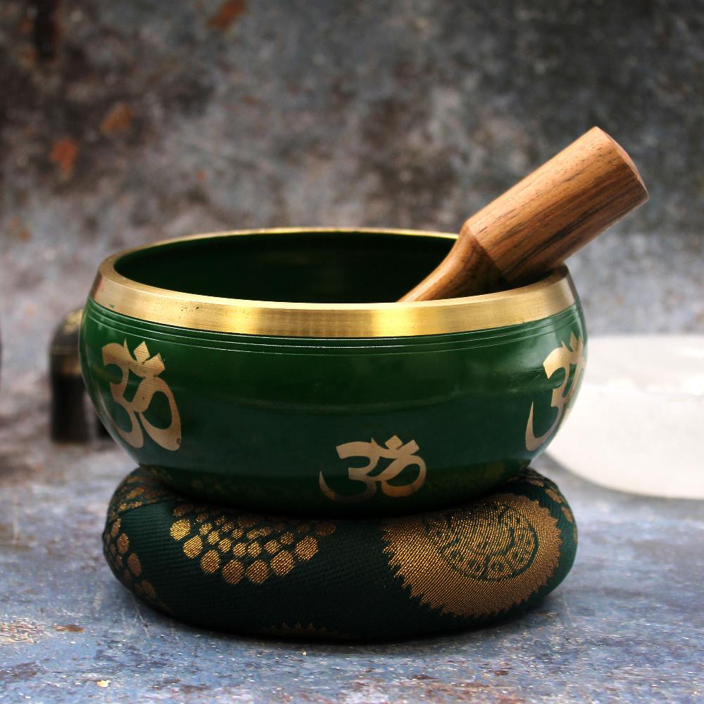 Ancient Wisdom Lrg Tree Of Life Singing Bowl Set- Green 14cm