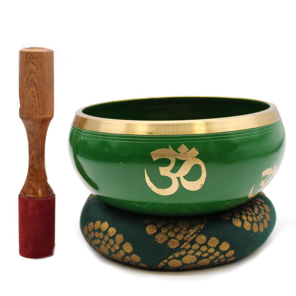 ancient wisdom Lrg Tree of Life Singing Bowl Set- Green 14cm
