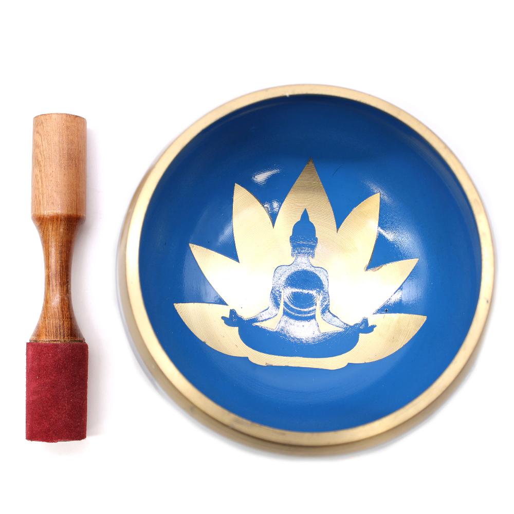Ancient Wisdom Lrg Yoga Moves Singing Bowl Set- White/Blue 14cm