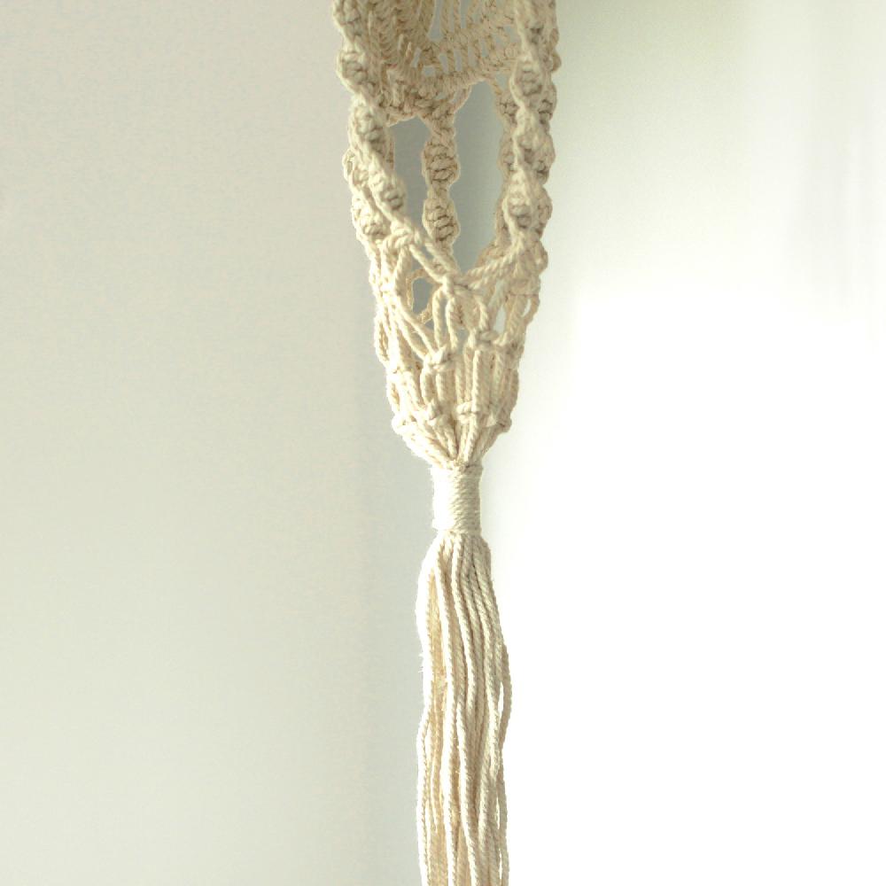 Ancient Wisdom Macrame Pot Holder - Long With Ratten Hoop