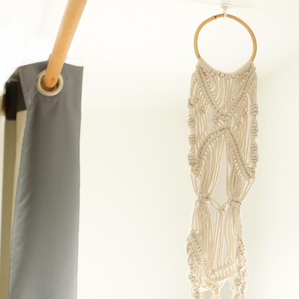 Ancient Wisdom Macrame Pot Holder - Long With Ratten Hoop