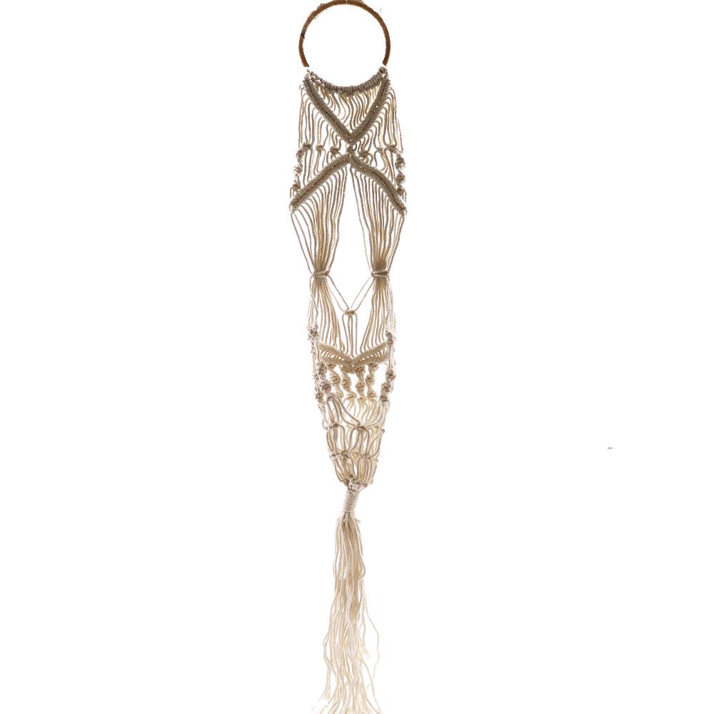 ancient wisdom Macrame Pot Holder - Long With Ratten Hoop