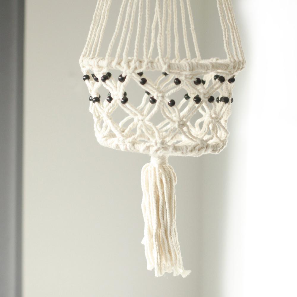 Ancient Wisdom Macrame Pot Holder - Lrg Single Beaded