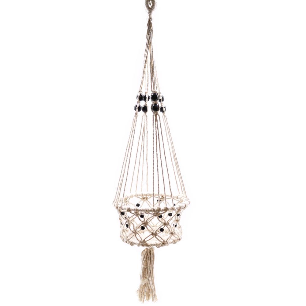 ancient wisdom Macrame Pot Holder - Lrg Single Beaded