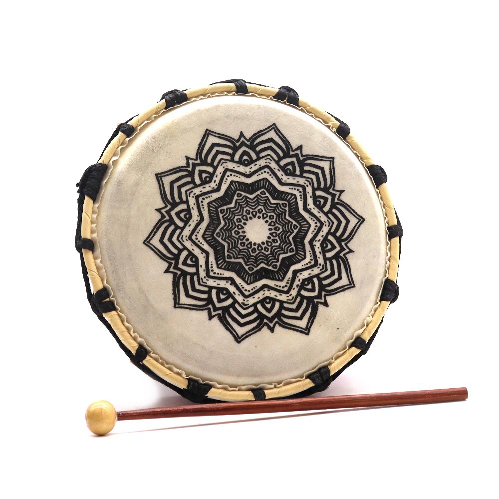 ancient wisdom Mandala Shamanic Drum with Stick - 20cm Diameter