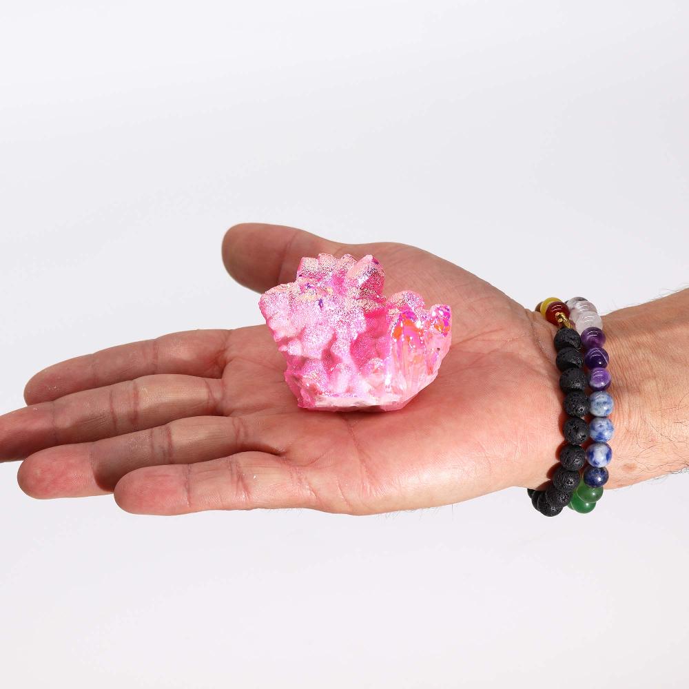 Ancient Wisdom Med Enhanced Quartz - Aura Rose Halo Quartz (approx 100-150gm 7-10cm)