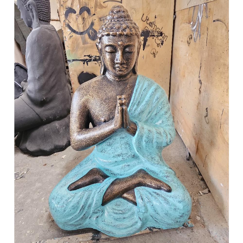 ancient wisdom Med Large Turquoise & Gold Praying Buddha Statue - 1.2m Tall