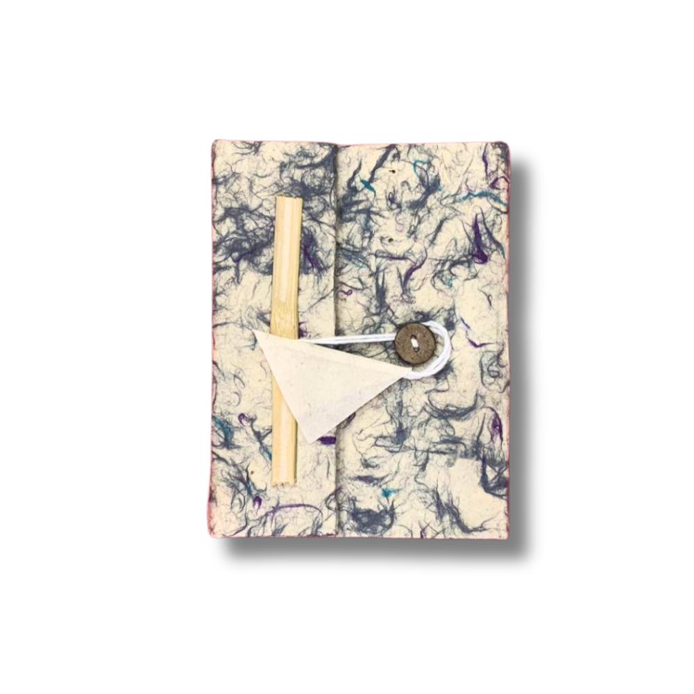 ancient wisdom Med Lokta Mixed Blue Cotton Notebook Lrg (15x12cm) - 45 leafs