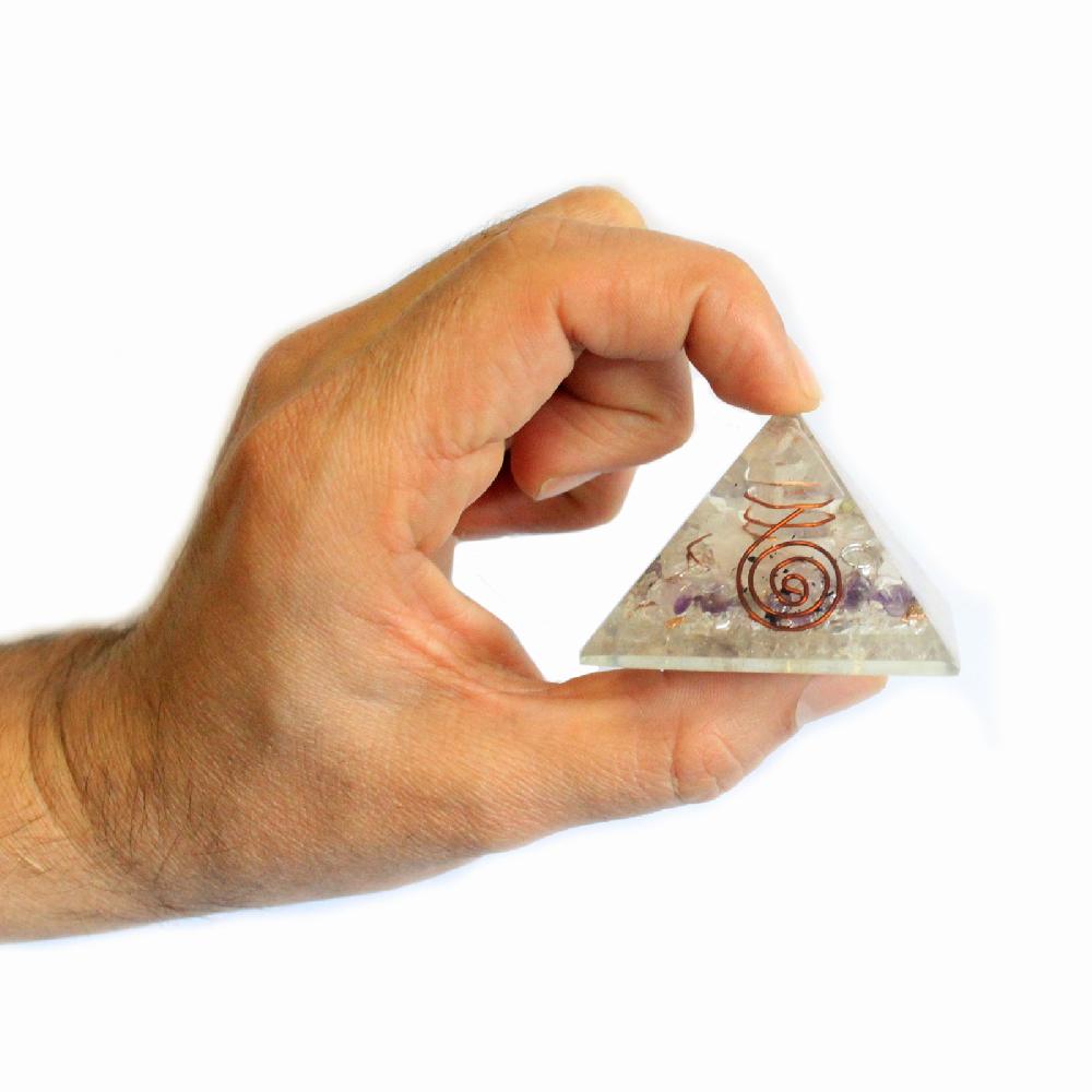 Ancient Wisdom Med Orgonite Pyramid 55mm Gemchips And Copper