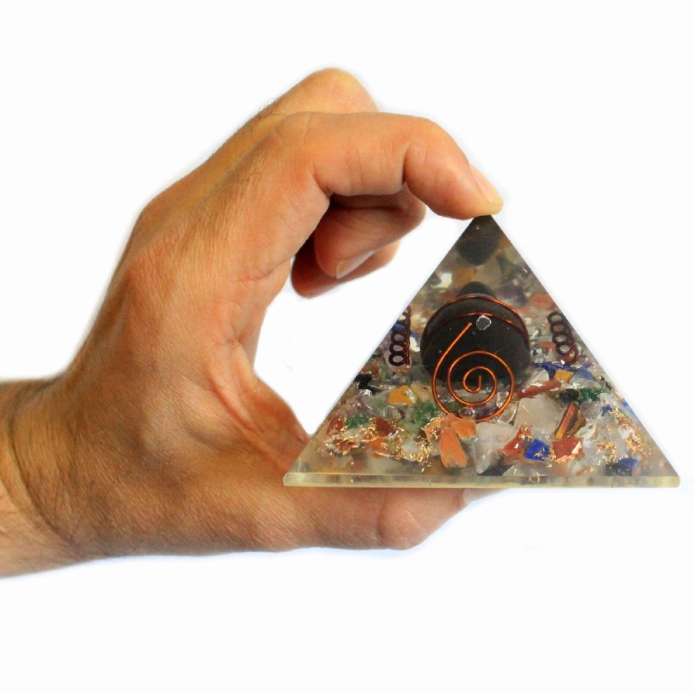 Ancient Wisdom Med Orgonite Pyramid 60mm Gemchips Copper Turtle