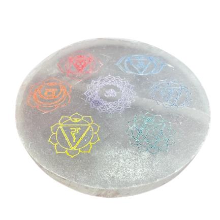 Ancient Wisdom Medium Charging Plate 10cm - Chakra Design - Colour