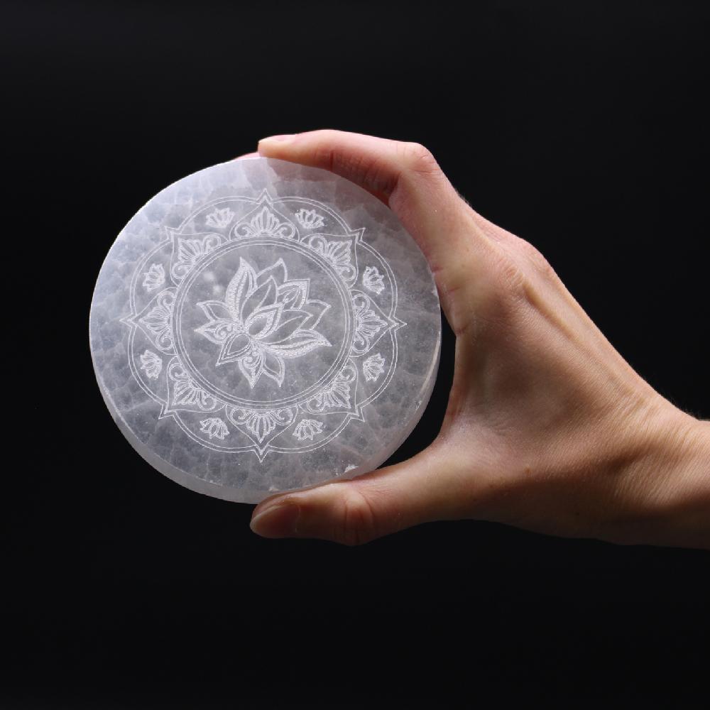 Ancient Wisdom Medium Charging Plate 10cm - Lotus Mandala