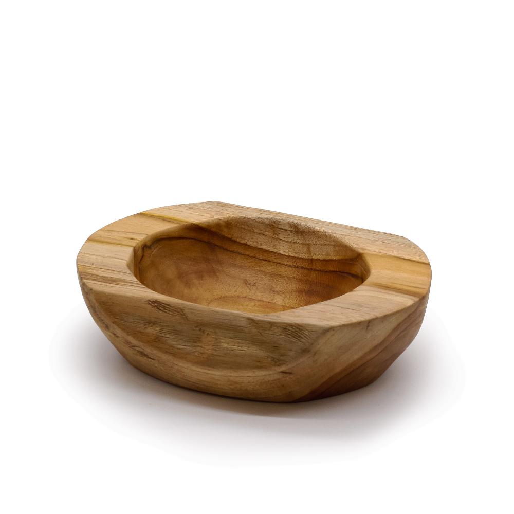 Ancient Wisdom Medium Natural Shape Teakwood Bowl - 20x7cm