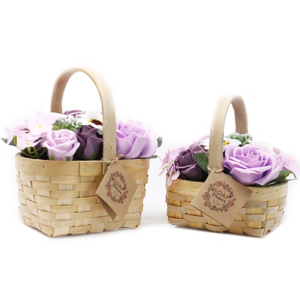 Ancient Wisdom Medium Pink Bouquet In Wicker Basket