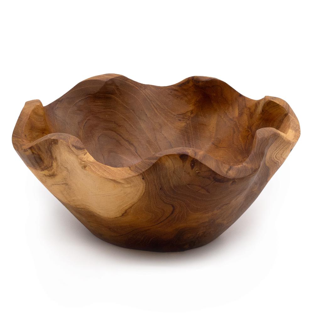 ancient wisdom Medium Smooth Teakwood Fruit Bowl - 21x9cm