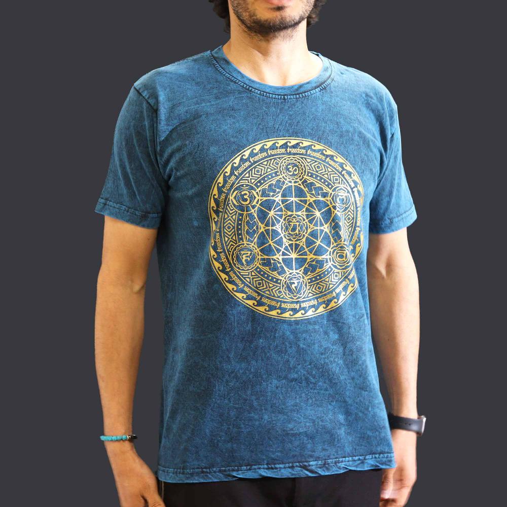 ancient wisdom Medium Stone Washed T-Shirt - Chakra - Blue