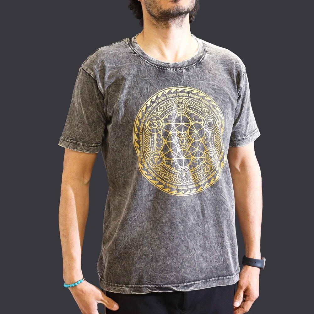 ancient wisdom Medium Stone Washed T-Shirt - Chakra - Dark Grey