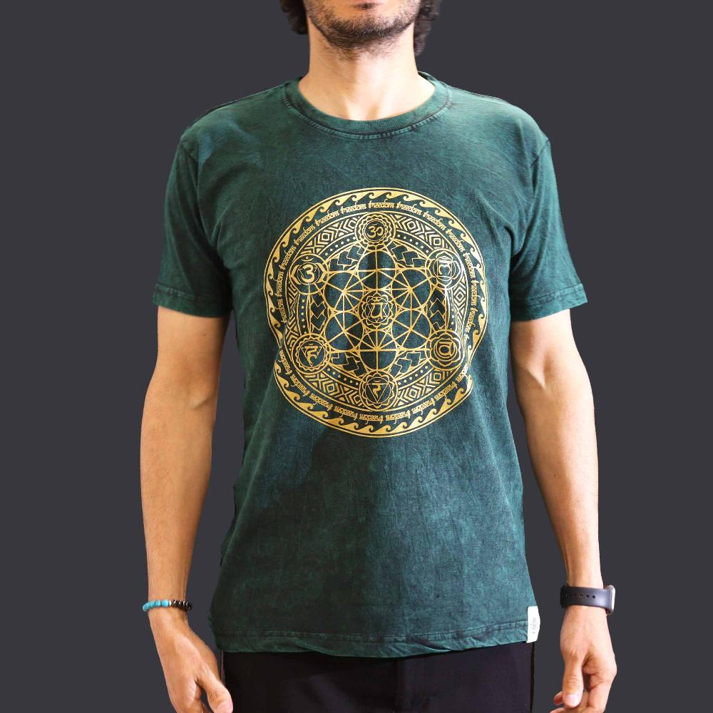 ancient wisdom Medium Stone Washed T-Shirt - Chakra - Green