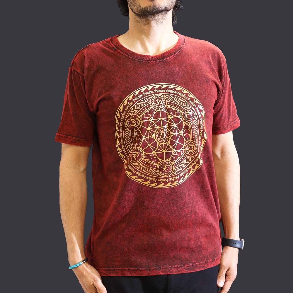 ancient wisdom Medium Stone Washed T-Shirt - Chakra - Maroon