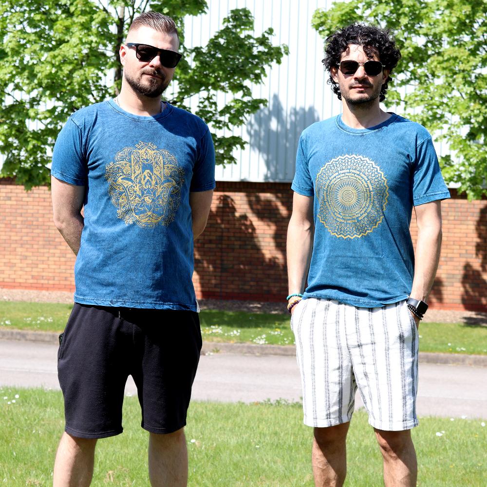 Ancient Wisdom Medium Stone Washed T-Shirt - Mandala - Blue