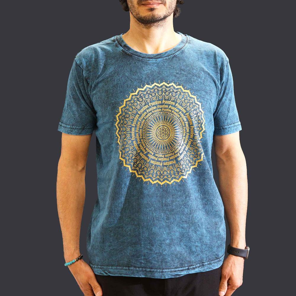 ancient wisdom Medium Stone Washed T-Shirt - Mandala - Blue