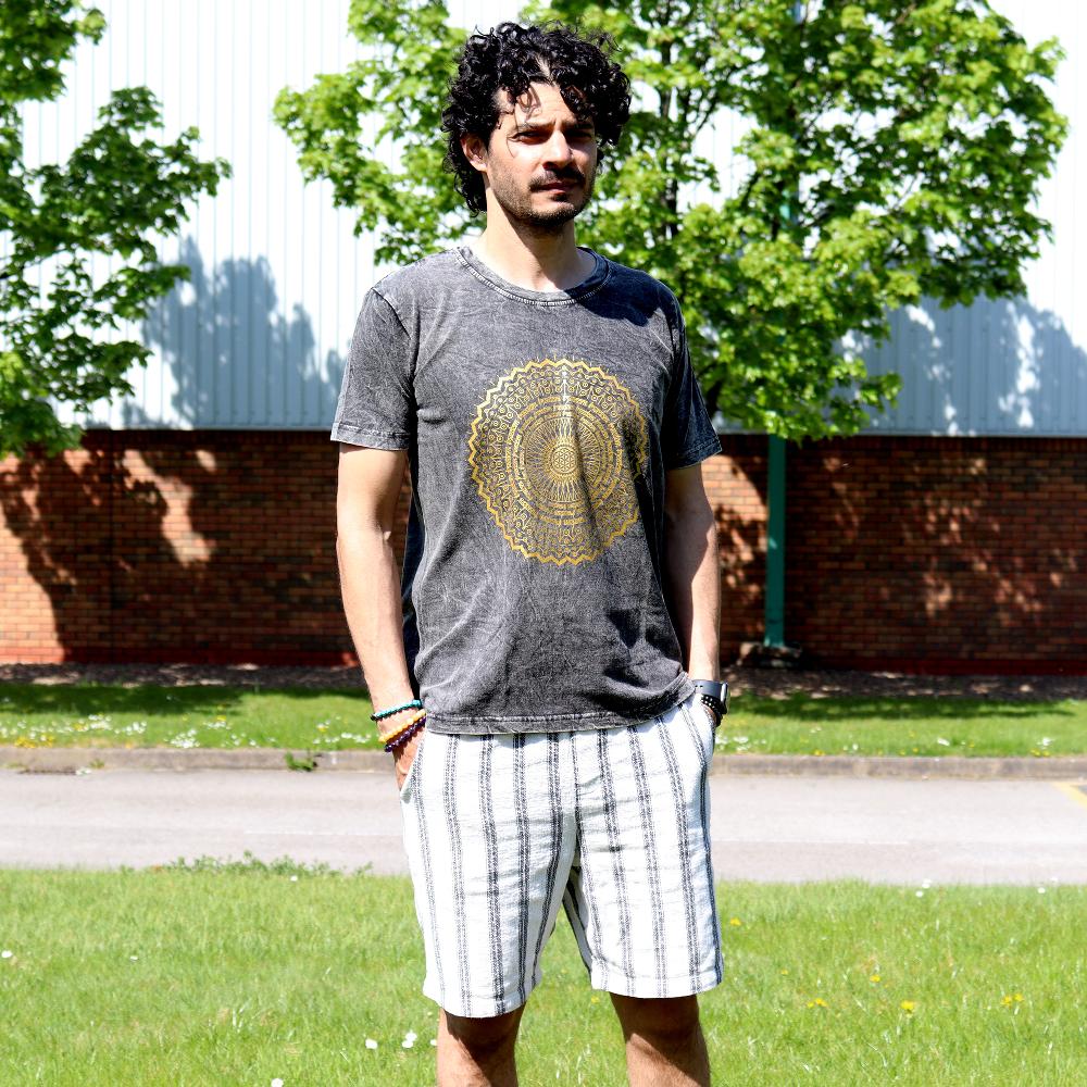 Ancient Wisdom Medium Stone Washed T-Shirt - Mandala - Dark Grey