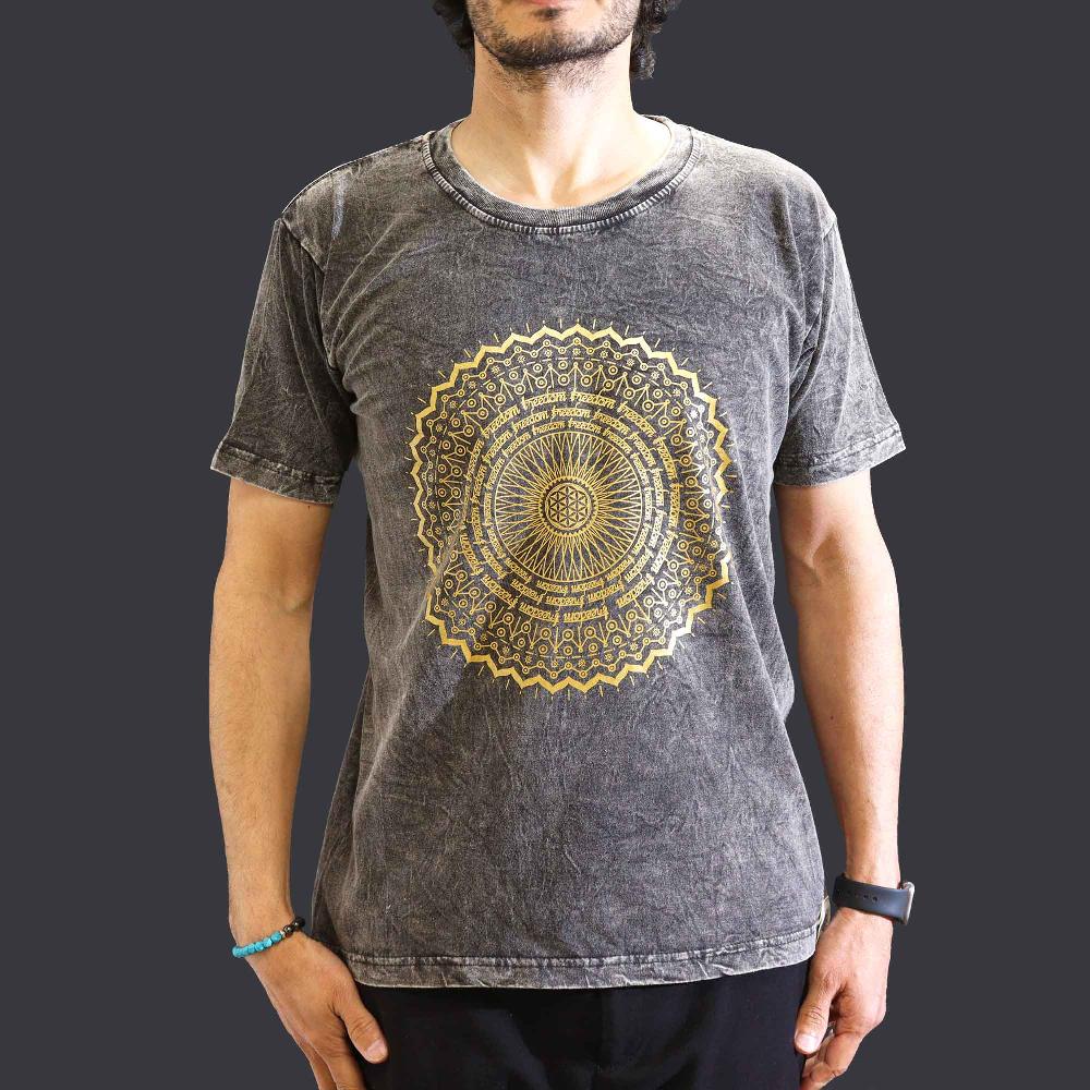 ancient wisdom Medium Stone Washed T-Shirt - Mandala - Dark Grey