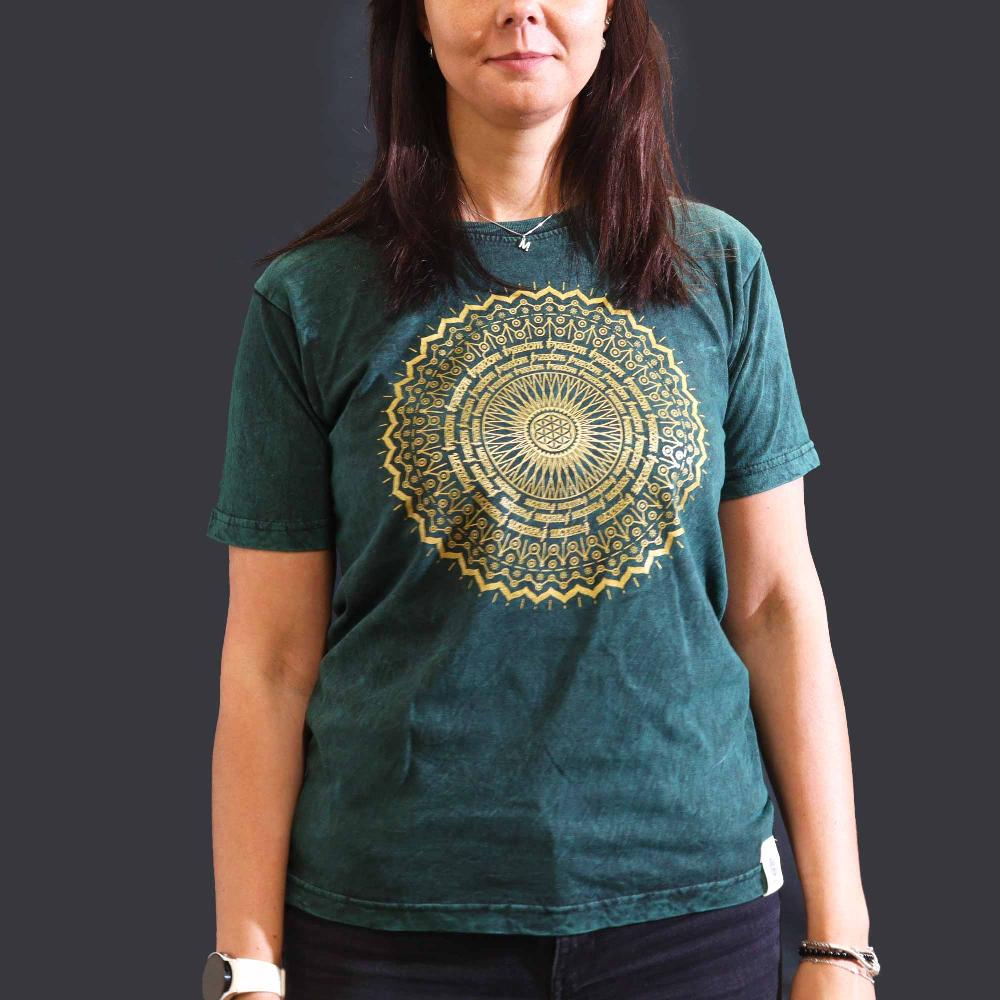 ancient wisdom Medium Stone Washed T-Shirt - Mandala - Green