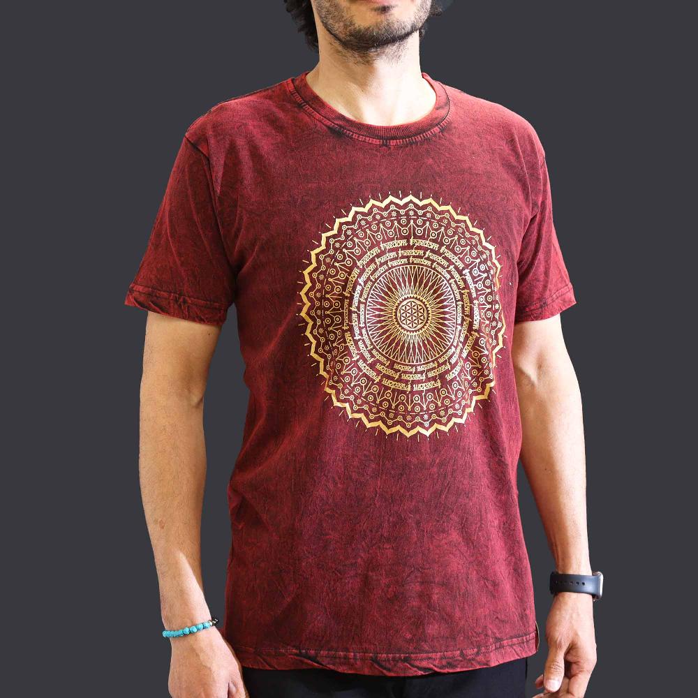 ancient wisdom Medium Stone Washed T-Shirt - Mandala - Maroon