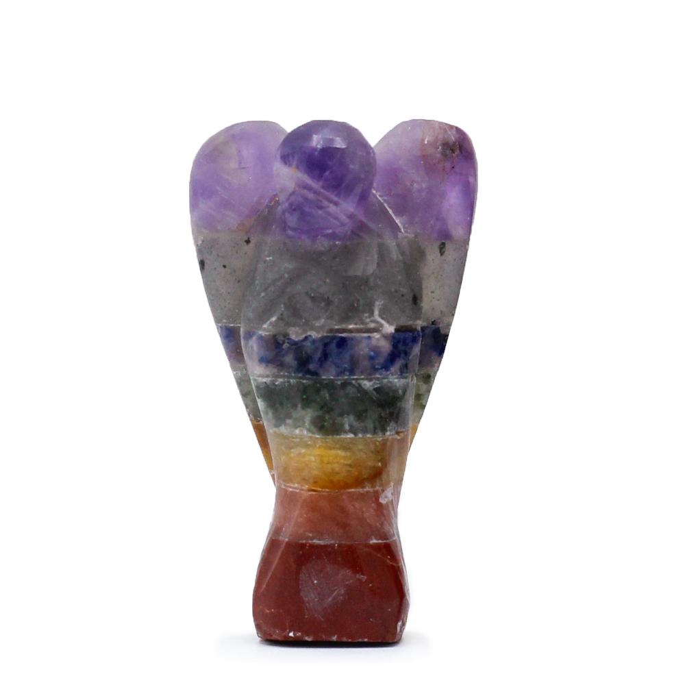 ancient wisdom Mini Hand Carved Gemstone Angel - Seven Chakra Bonded (aprox 3.5cm)