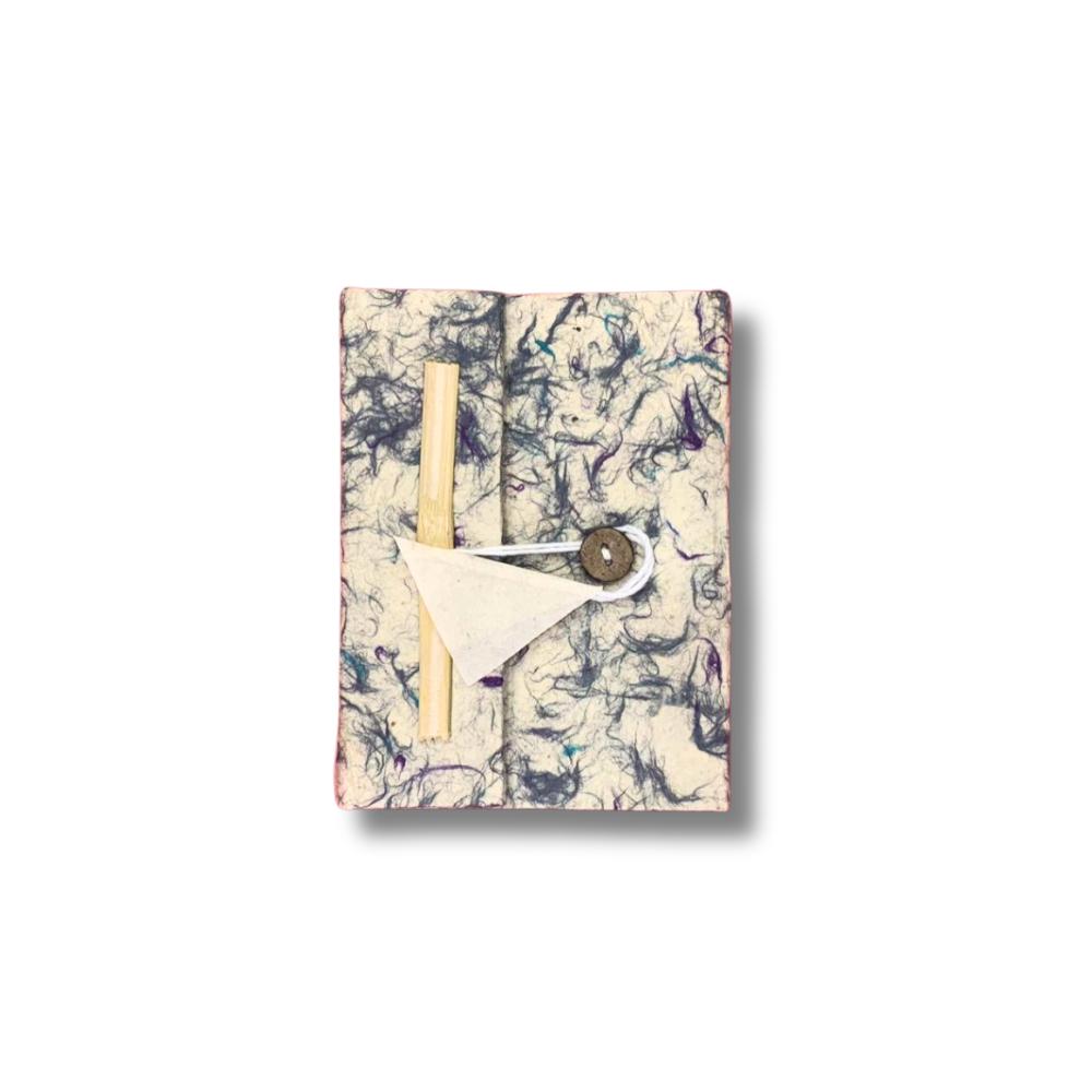 ancient wisdom Mini Lokta Mixed Blue Cotton Notebook Lrg (12x8cm) 40 leafs