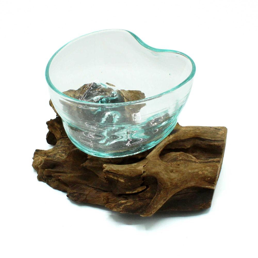 Ancient Wisdom Molten Glass Arfully Misshapen Bowl On Wood