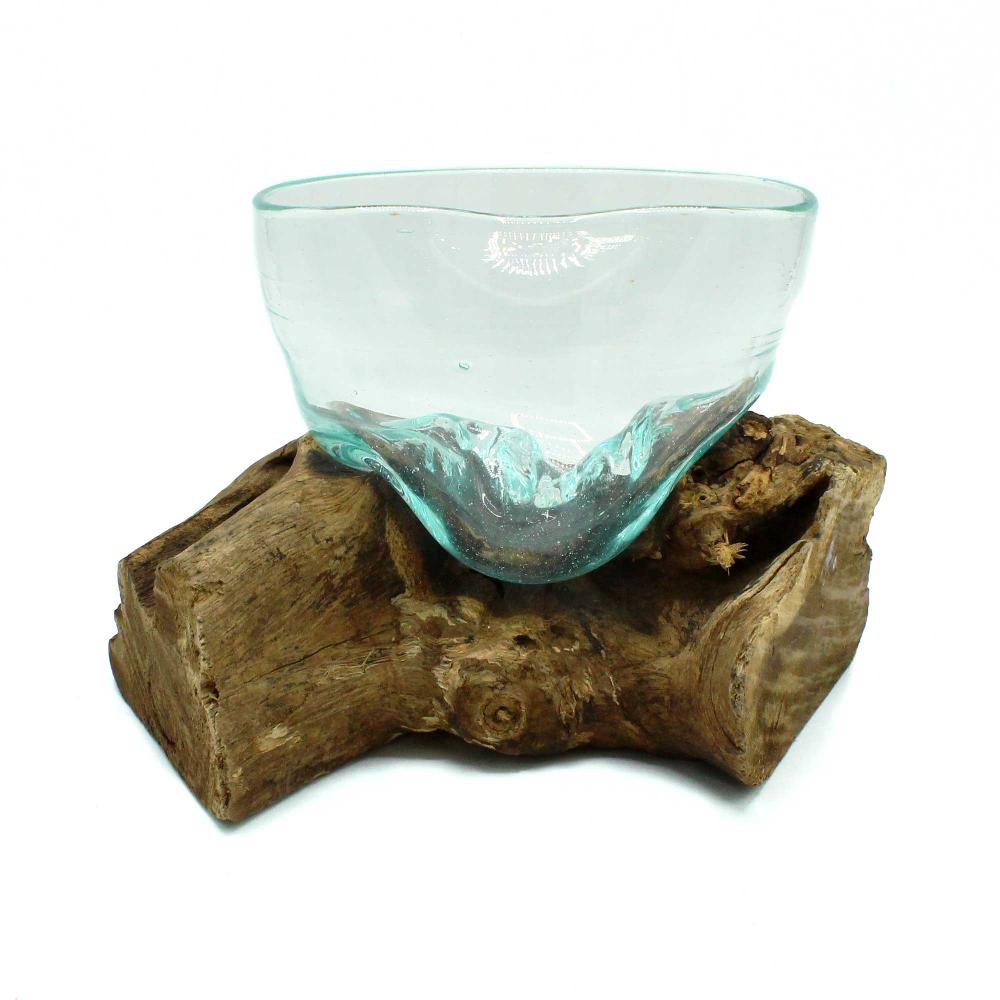 Ancient Wisdom Molten Glass Arfully Misshapen Bowl On Wood