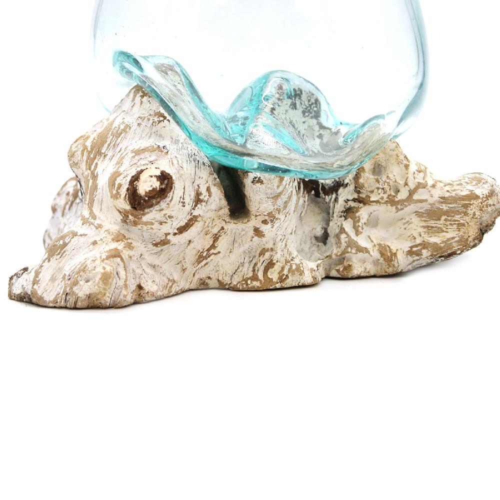 Ancient Wisdom Molten Glass On Whitewash Wood - Large Bowl