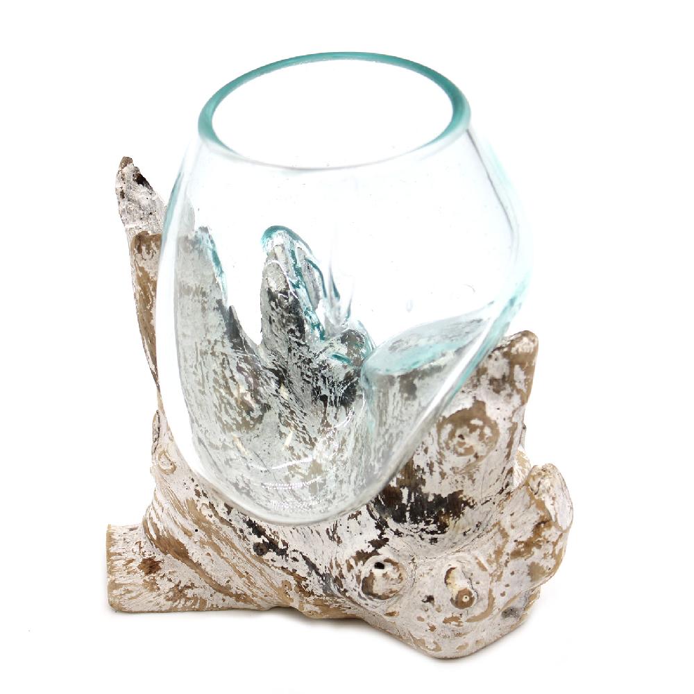 Ancient Wisdom Molten Glass On Whitewash Wood - Medium Bowl