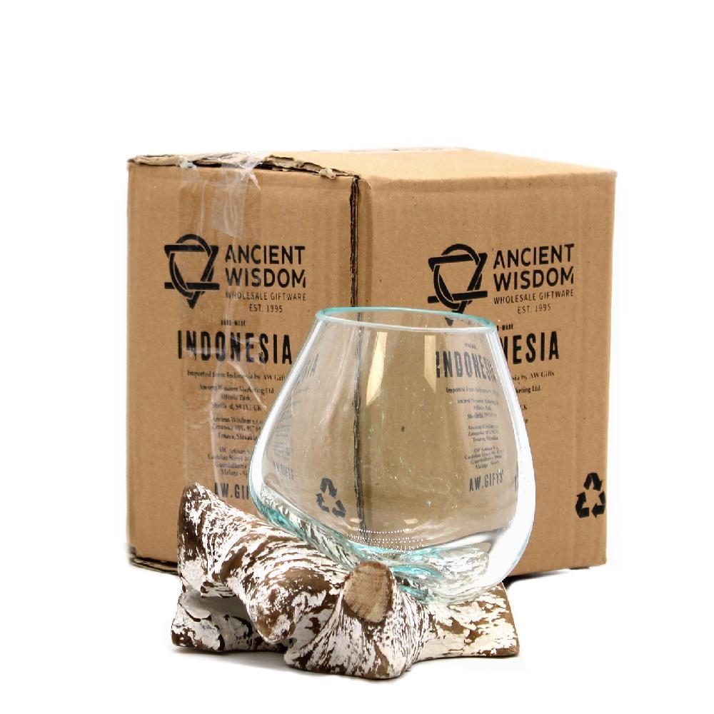 Ancient Wisdom Molten Glass On Whitewash Wood - Small Bowl