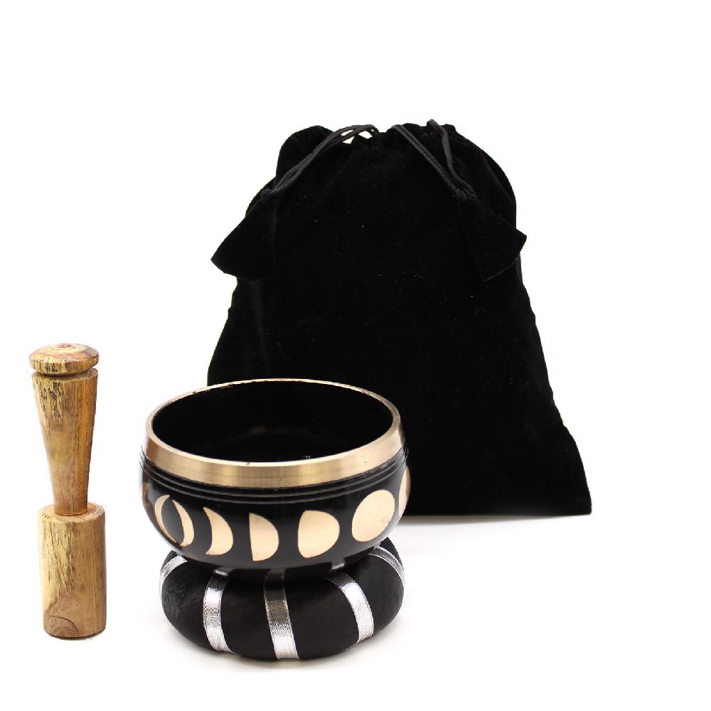 Ancient Wisdom Moon Phase Singing Bowl Set- Black 10.7cm