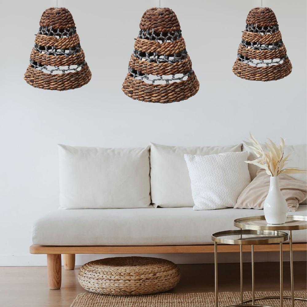 Ancient Wisdom Natural Banana Leaf & Hitam Raffia Lamp Shades - Set Of 3