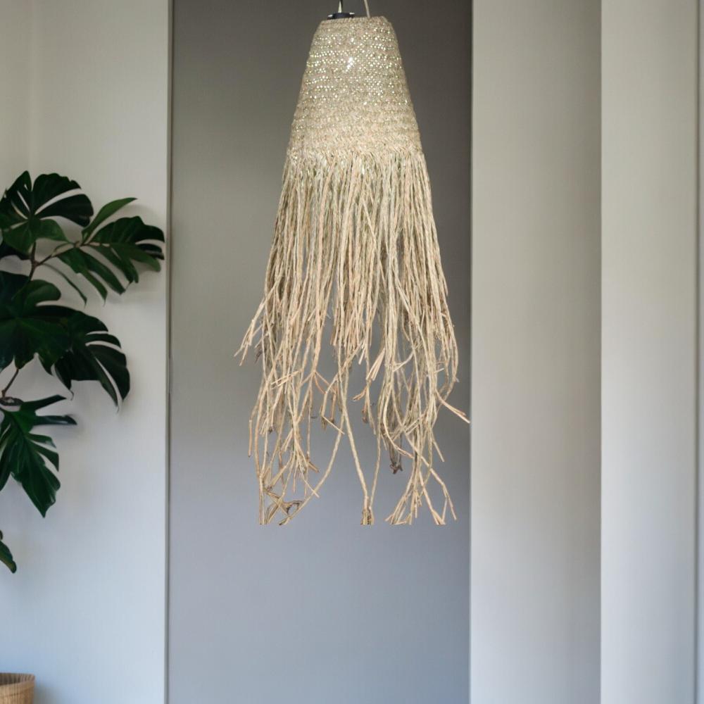 Ancient Wisdom Natural Braided In Doum Suspension Lamp Shade - 20x15cm