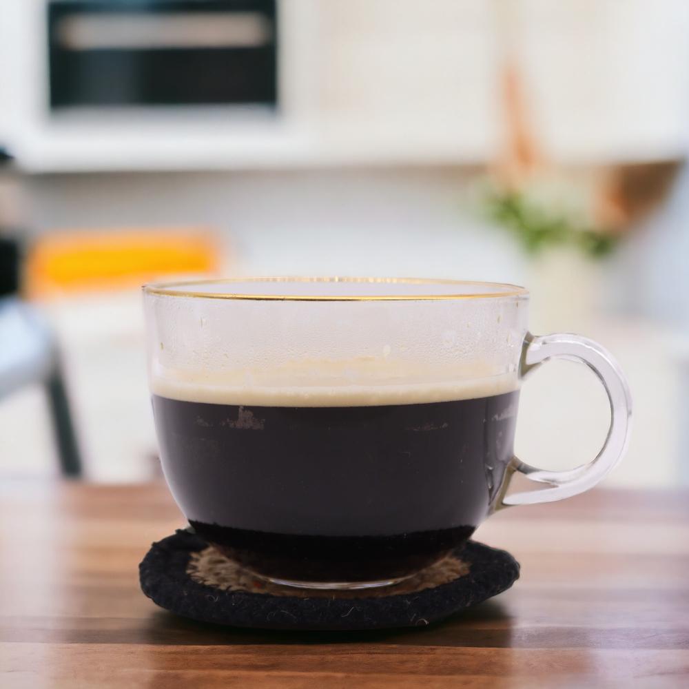 Ancient Wisdom Natural Coaster - Jute & Cotton 10cm (set Of 4) - Black Boarder