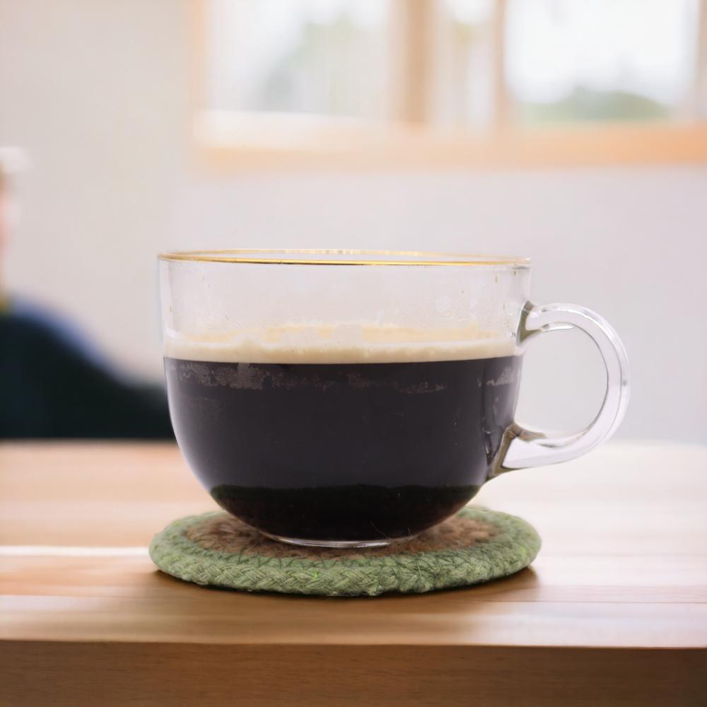 Ancient Wisdom Natural Coaster - Jute & Cotton 10cm (set Of 4) - Olive Boarder