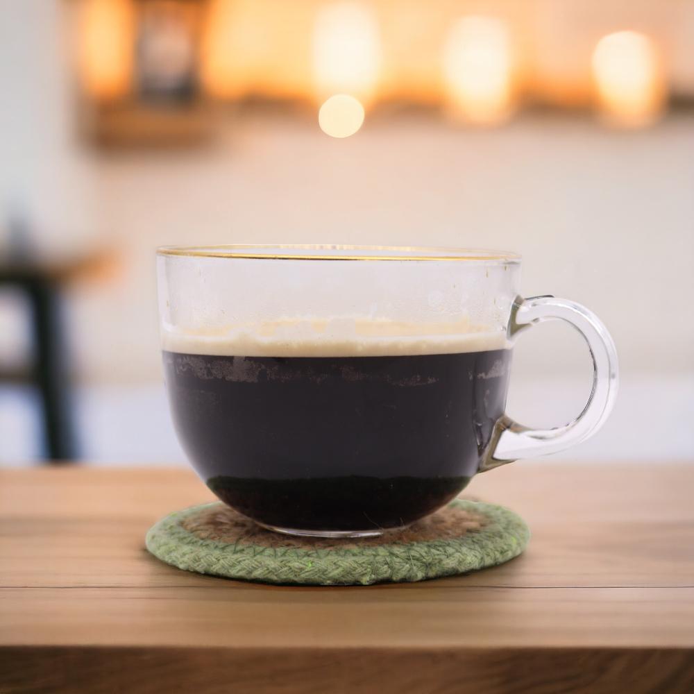 Ancient Wisdom Natural Coaster - Jute & Cotton 10cm (set Of 6) Mixed Colours In Basket