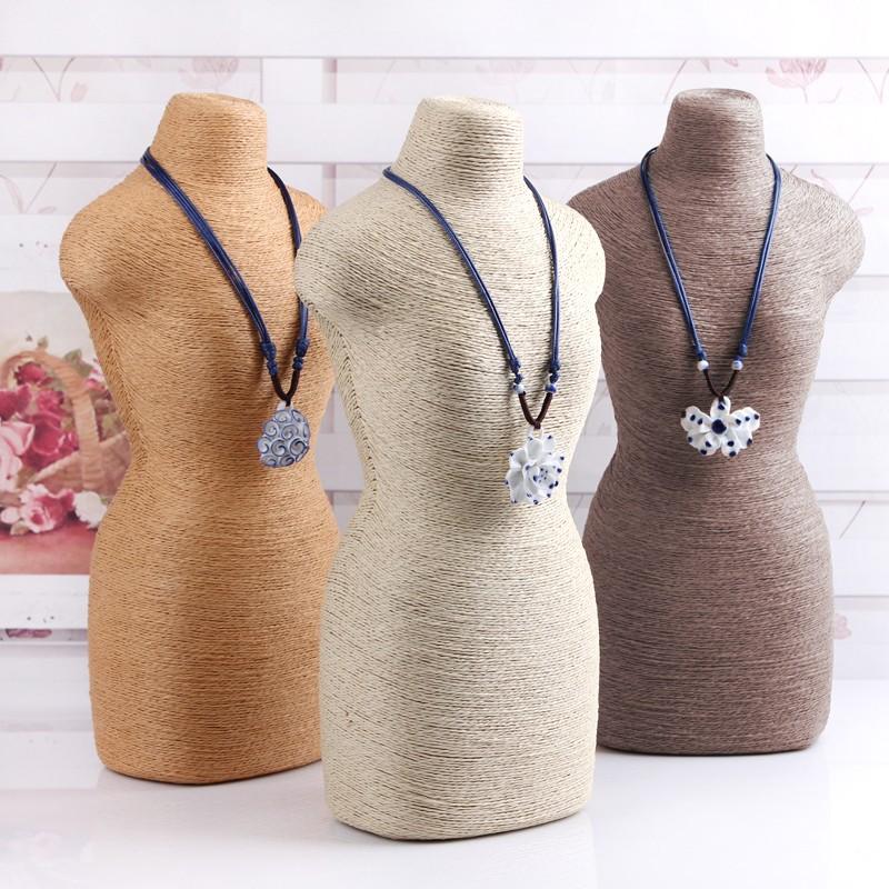 Ancient Wisdom Natural Jewellery Display - Mannequin On Wooden Stand - Cream