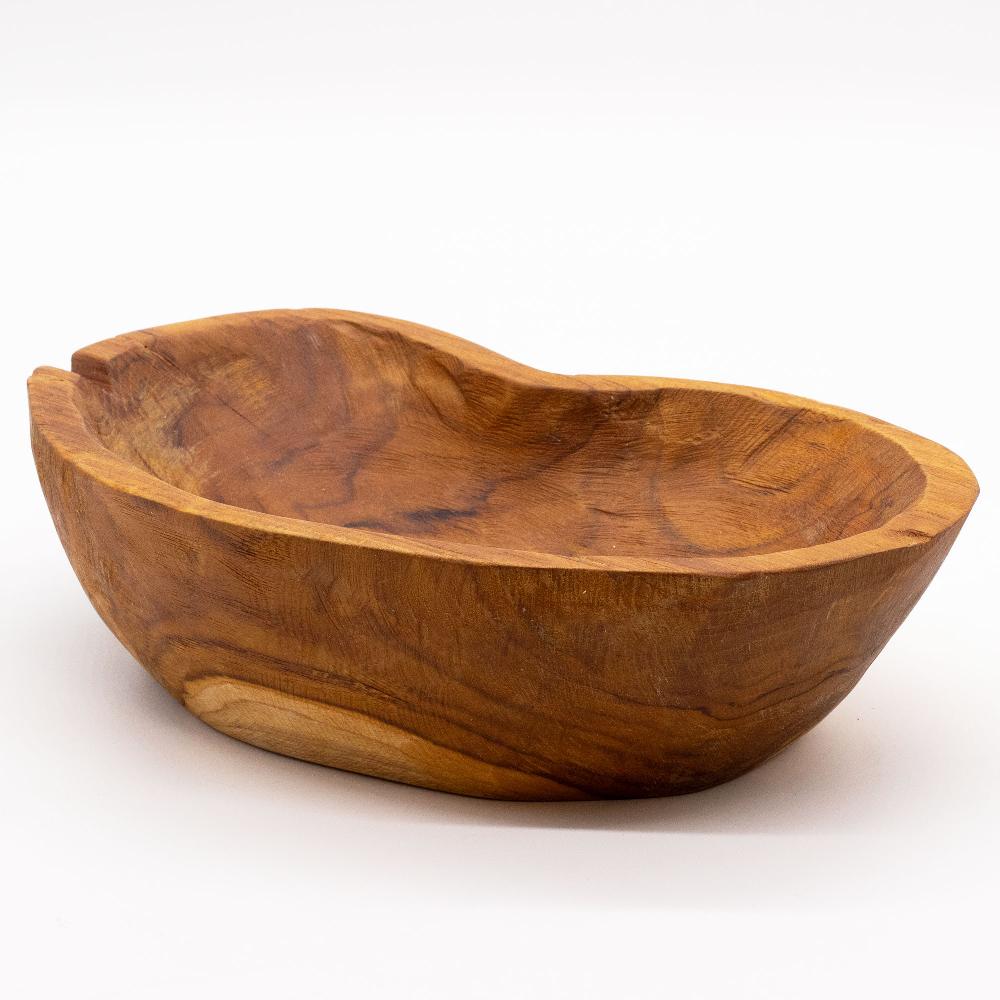 Ancient Wisdom Natural Rough Shape Teakwood Fruit Bowl - 31x22x8cm