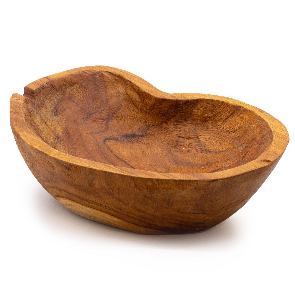 ancient wisdom Natural Rough Shape Teakwood Fruit Bowl - 31x22x8cm