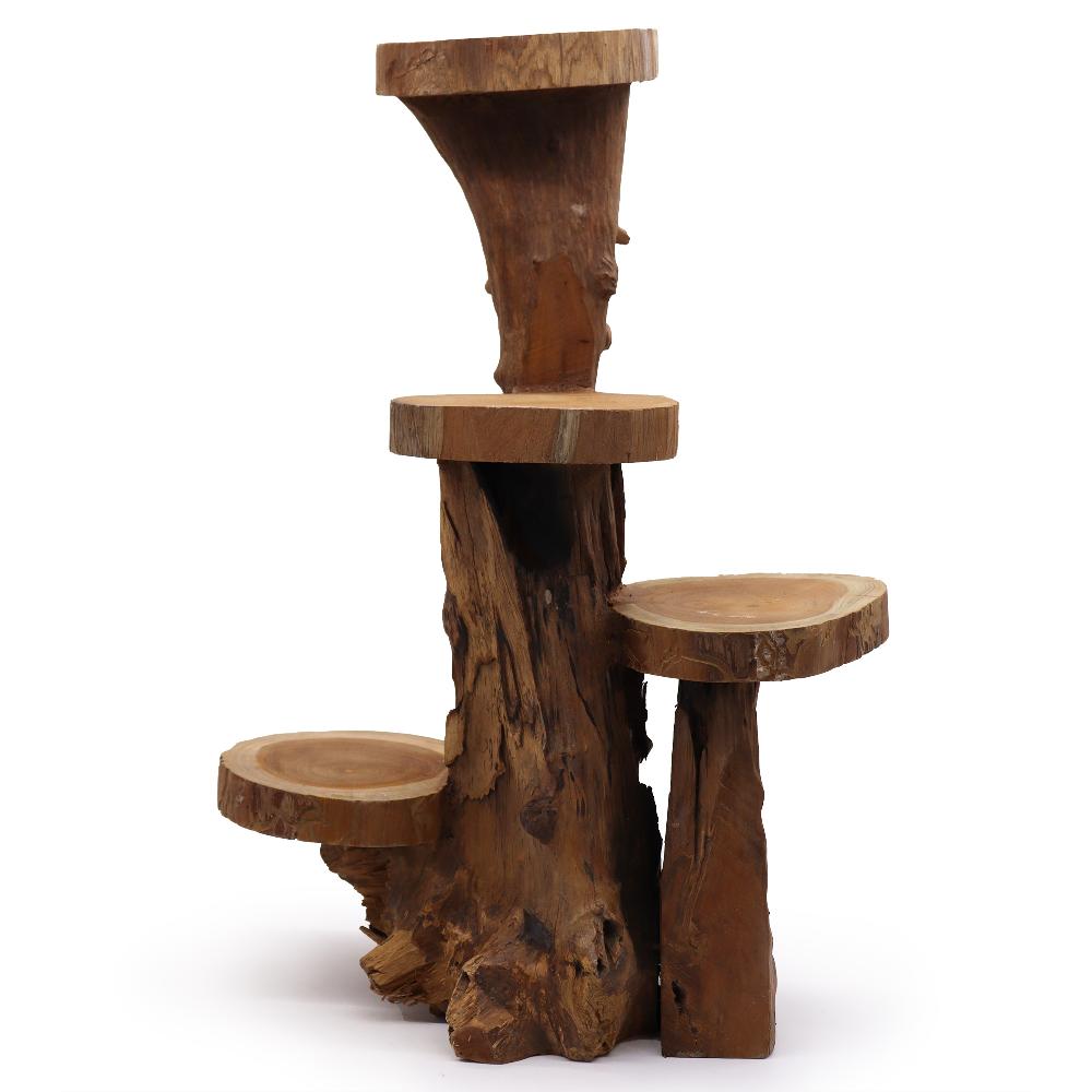 ancient wisdom Natural Teak 4 Shelf Display 75cm high