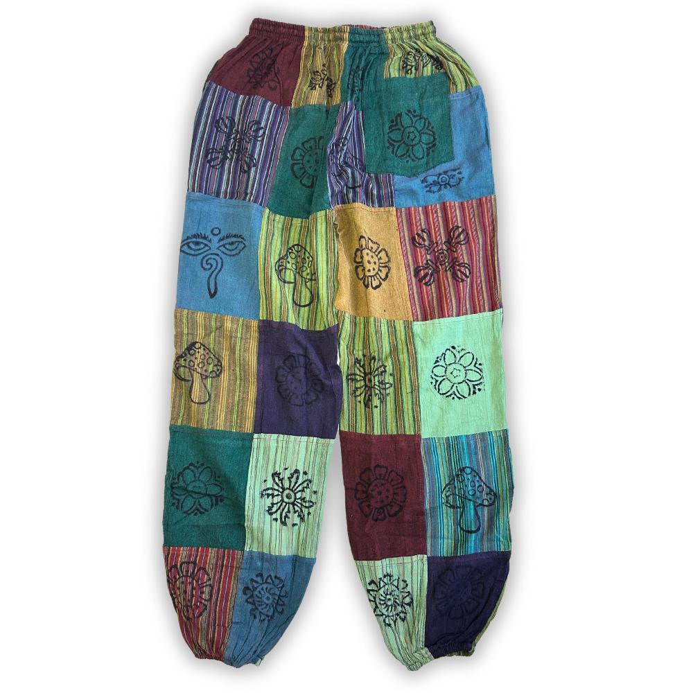Ancient Wisdom Nomad Sari - Mushroom Pants - Green Tones L/XL