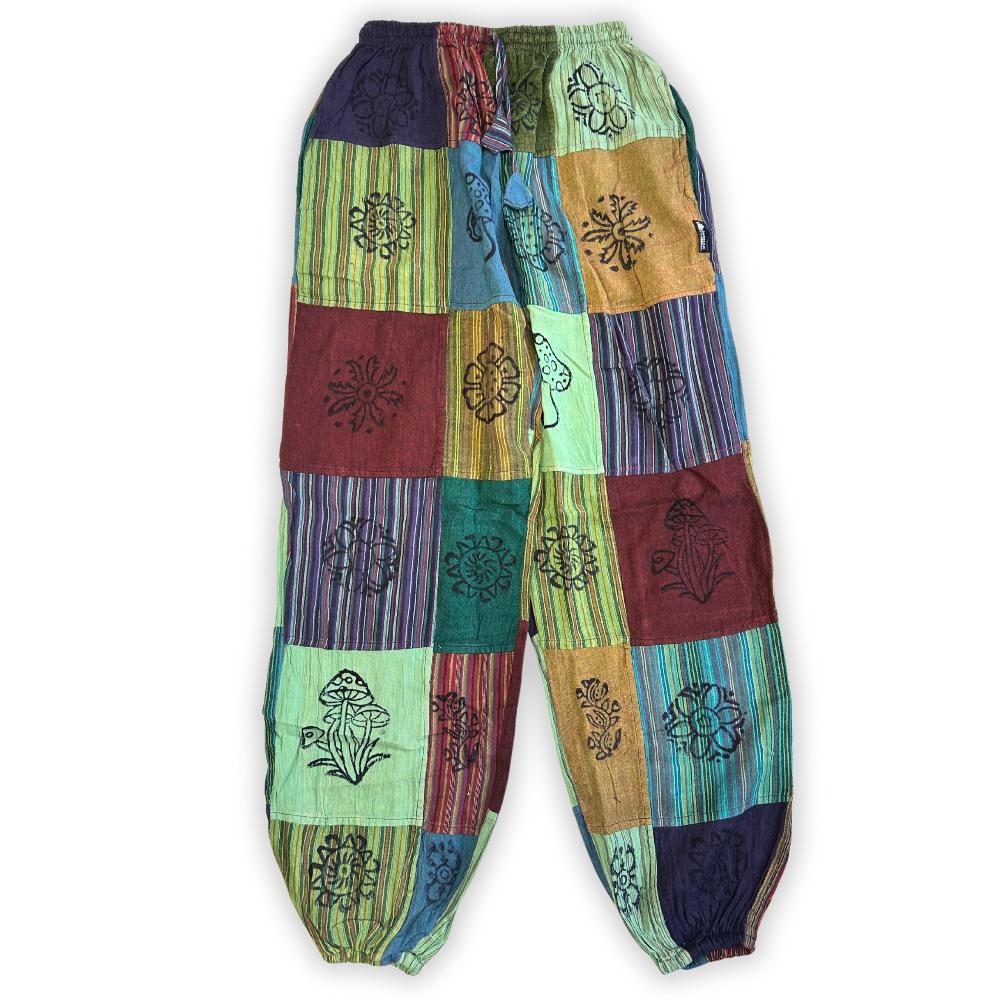 Ancient Wisdom Nomad Sari - Mushroom Pants - Green Tones S/M