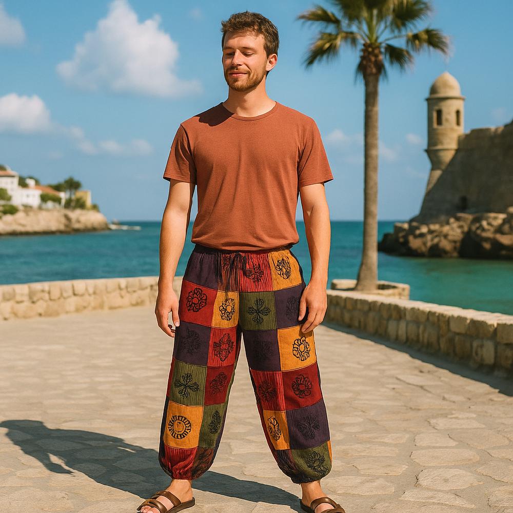 ancient wisdom Nomad Sari - Mushroom Pants - Orange Tones L/XL